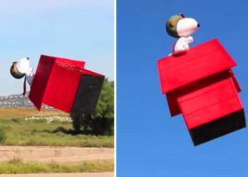 Quelqu&rsquo;un a modifié un drone pour qu&rsquo;il ressemble à Snoopy volant au dessus de sa niche (vidéo)