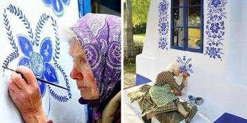 Une grand-mère tchèque de 90 ans transforme un petit village en galerie d’art en peignant à la main des fleurs sur ses maisons