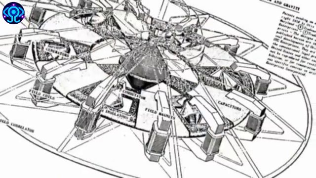 Schéma technique détaillé montrant l'intérieur du vaisseau OTC-X1 avec la disposition des aimants et des Utrons.