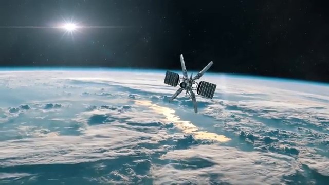 Vue d'un satellite en orbite autour de la Terre, symbolisant l'utilisation des technologies modernes (imagerie satellite, SETI) pour explorer notre passé et l'espace.
