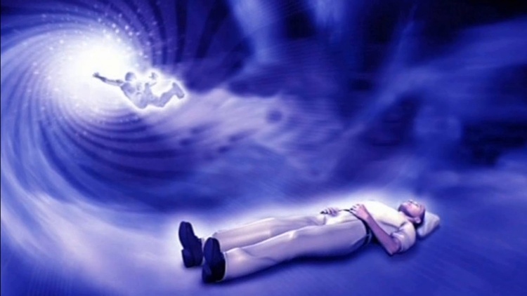 Illustration conceptuelle de la projection astrale dans l'espace vers une planète.
