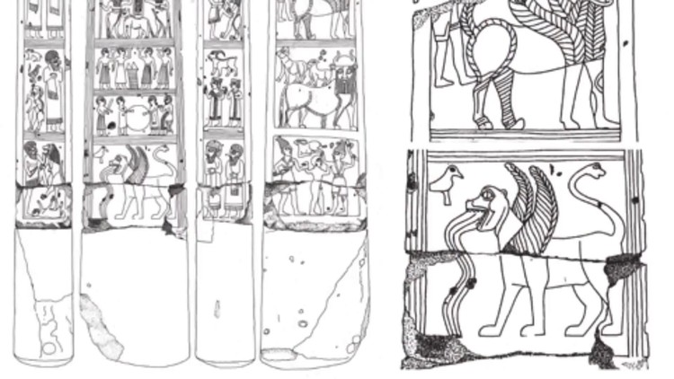 Dessins de la statue de la déesse Eshtar.