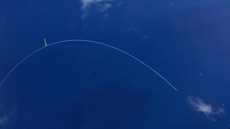 Vue aérienne du Système 03 déployé dans l'océan Pacifique