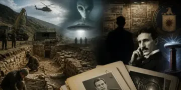 Montage illustrant des phénomènes paranormaux et historiques liés à des secrets d'état cachés au public