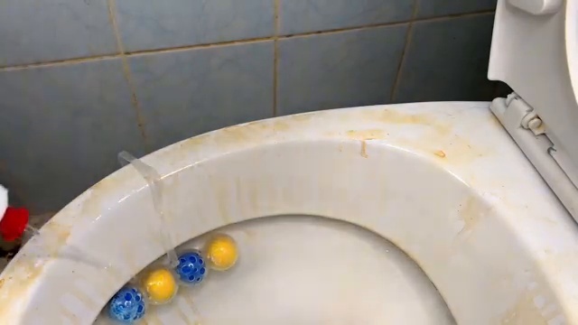 Solution detartrante passee dans la cuvette des WC
