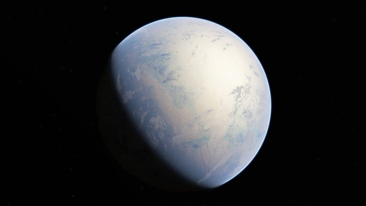 Artist’s rendition of a fully-frozen Snowball Earth with no remaining liquid surface water. Credit: Wikimedia Commons.